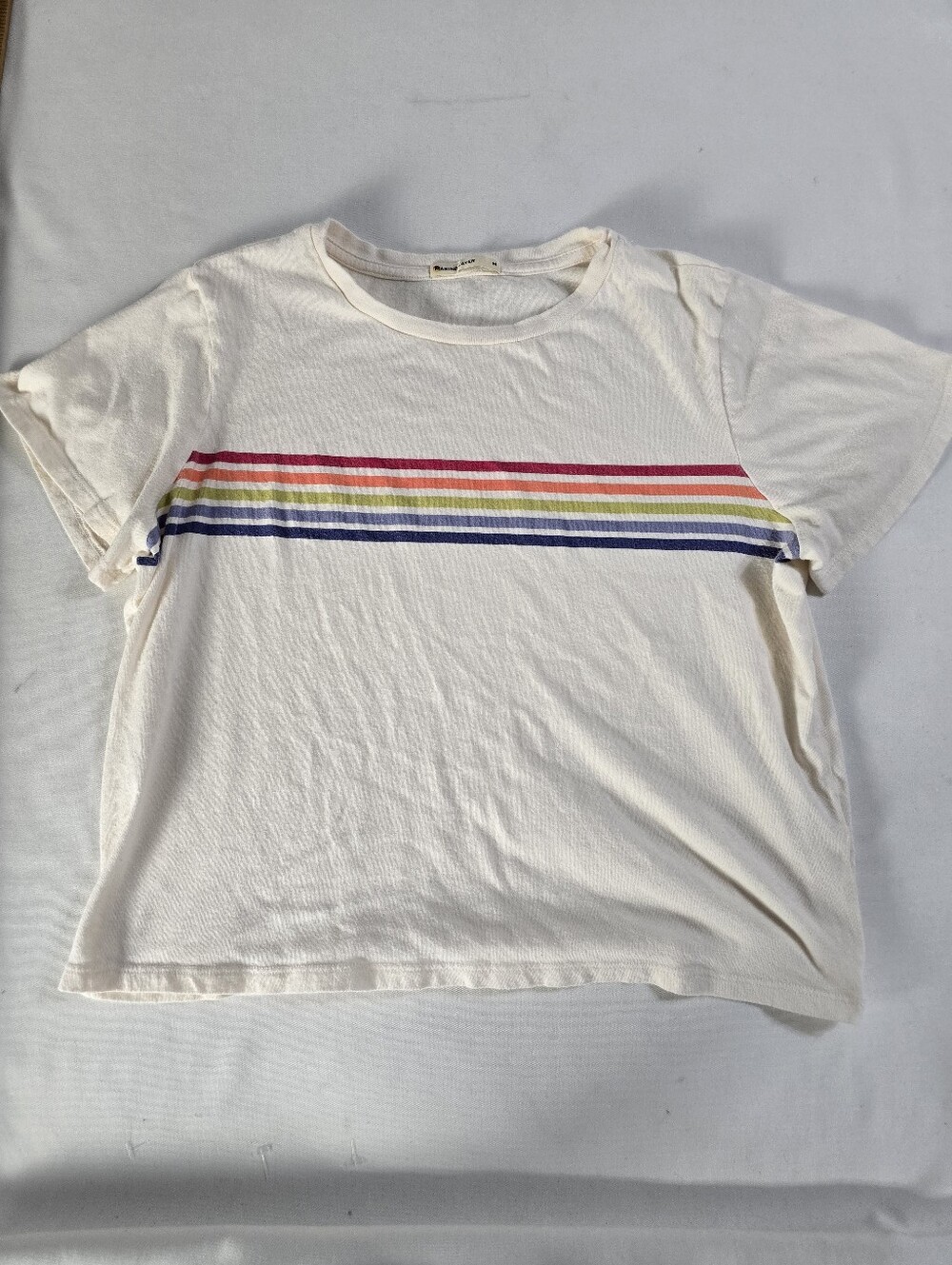 Marine Layer Easy Crop Rainbow Striped Crop Tee Baby Tshirt Size M